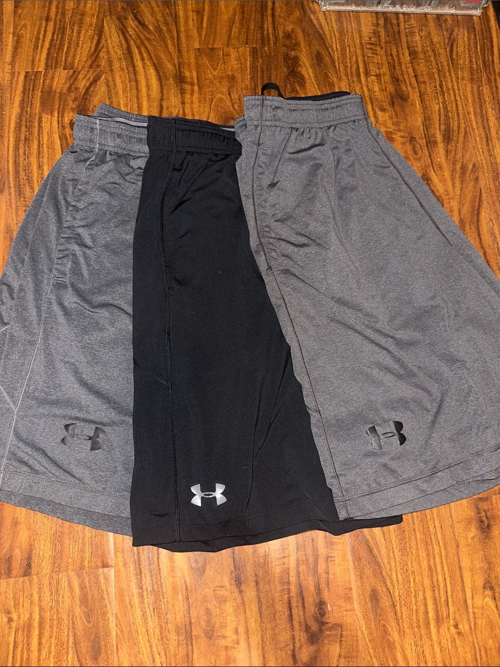 Under Armour Men's Gray & Black Athletic Shorts Pack of 3